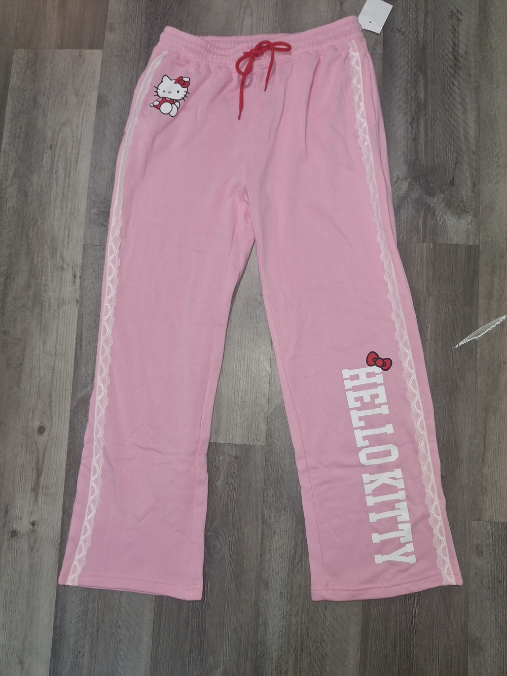 Hello Kitty Pink Lounge Pants With Lace, Large